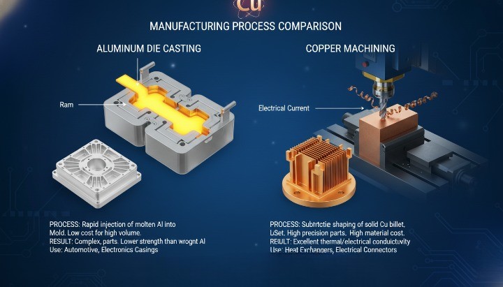 Why copper is rarely used in high-pressure die casting compared to aluminum