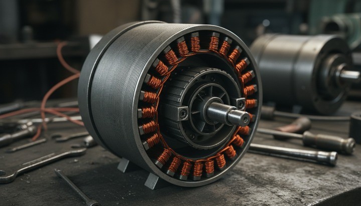 Iron core used in transformer demonstrating high magnetic permeability