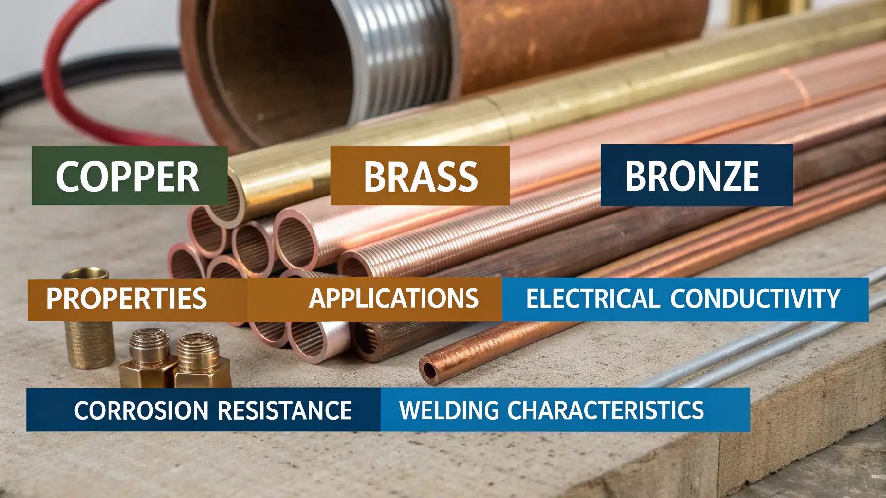 Comparison of copper, brass, and bronze properties and applications