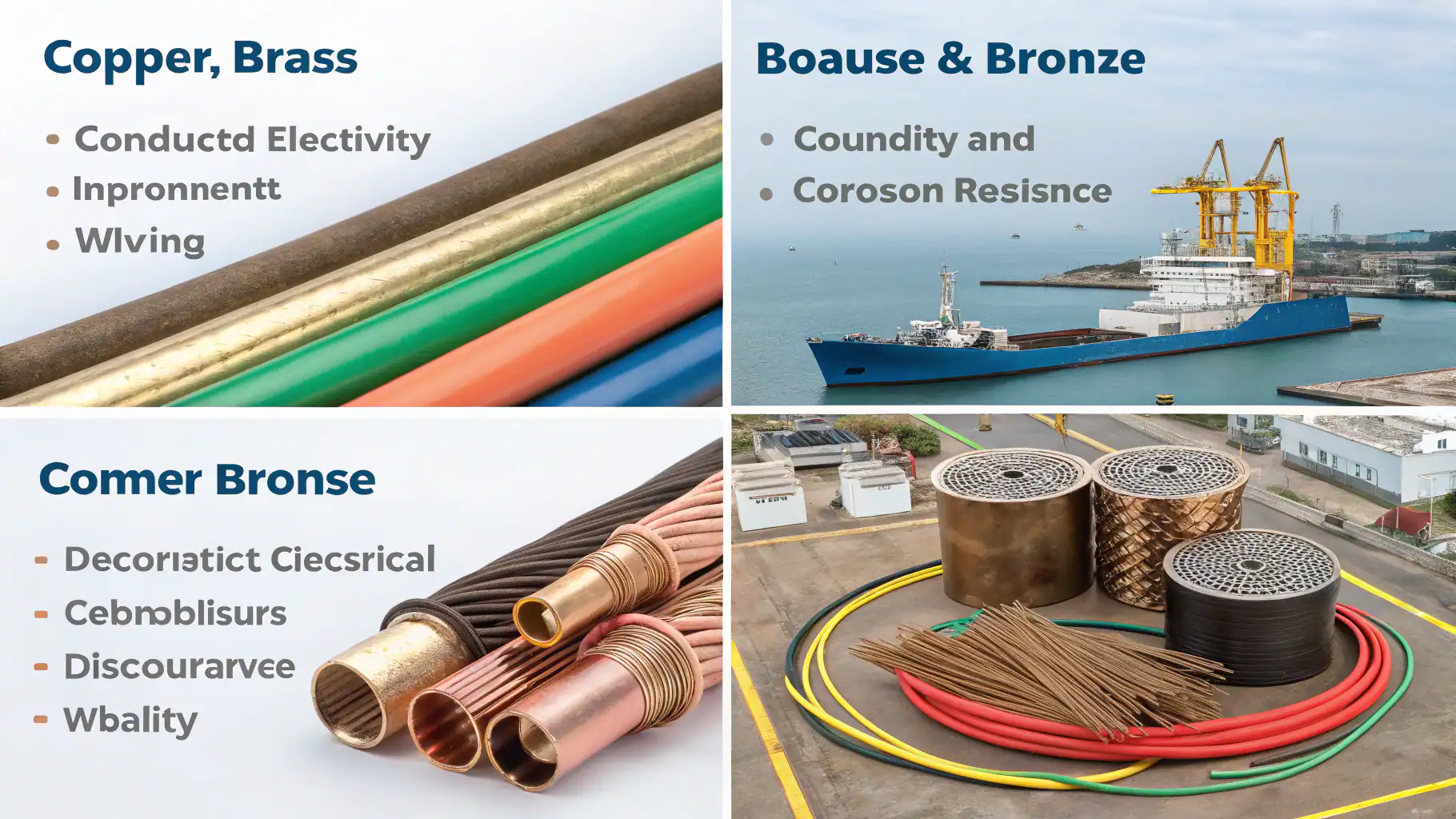 Comparison of copper, brass, and bronze in conductivity and corrosion resistance