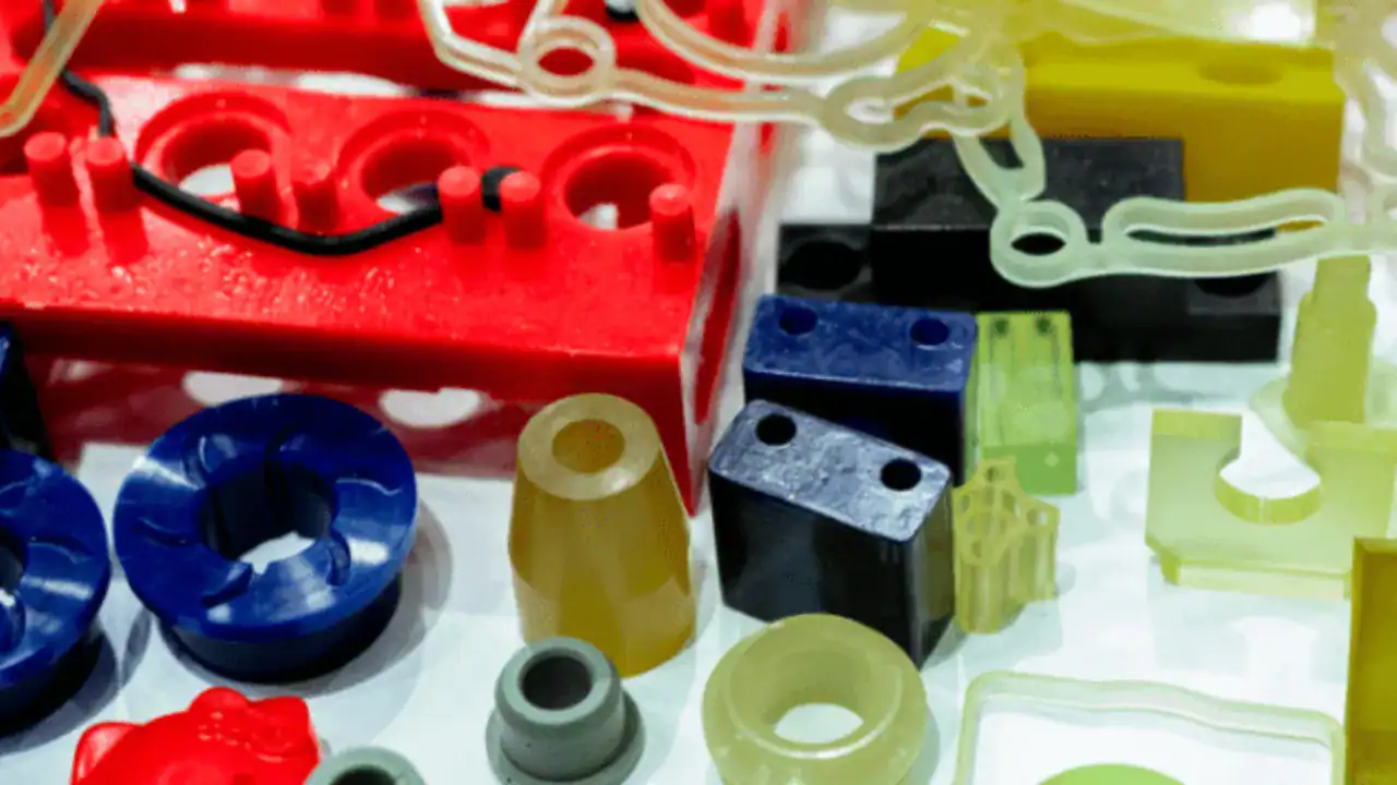 Variety of colorful plastic parts.