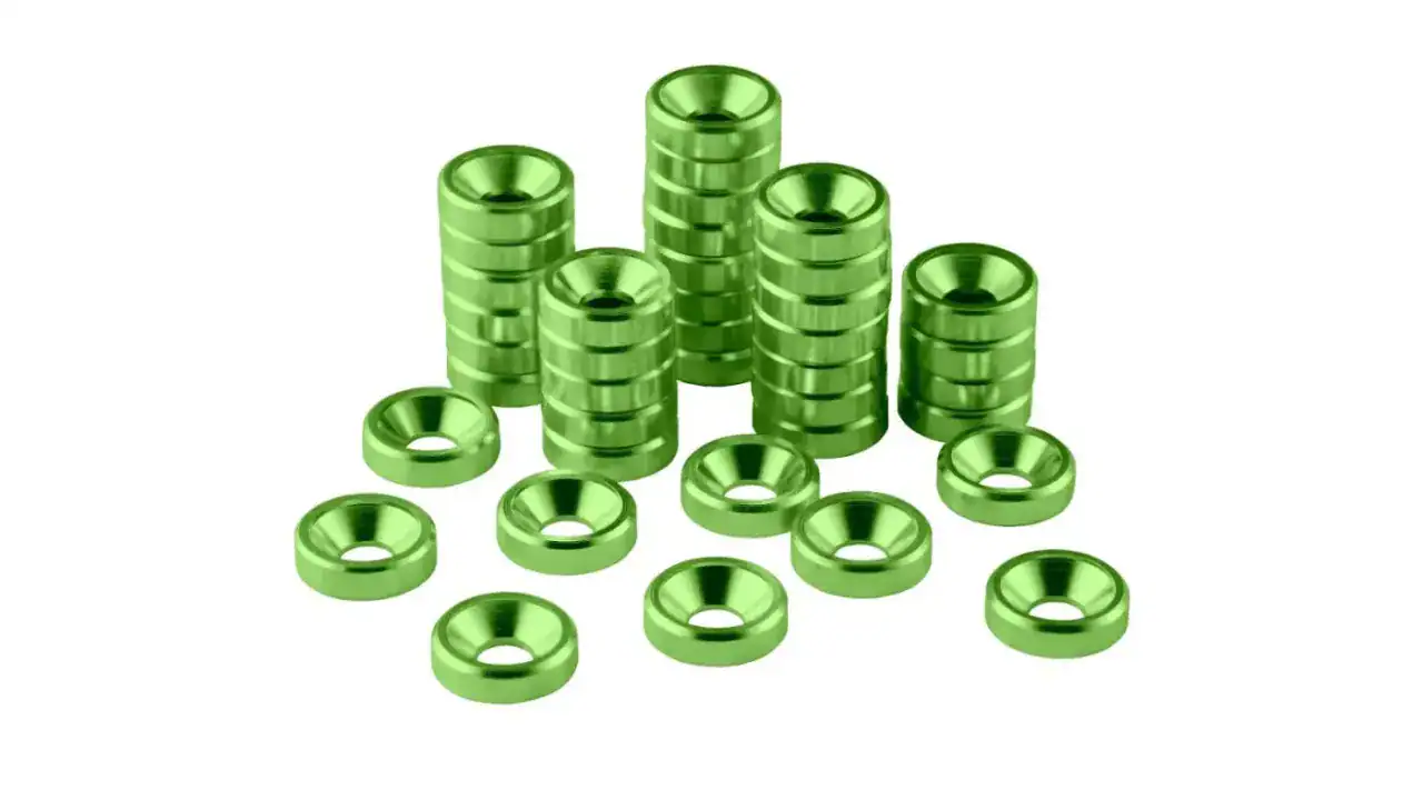Green screws and washers.
