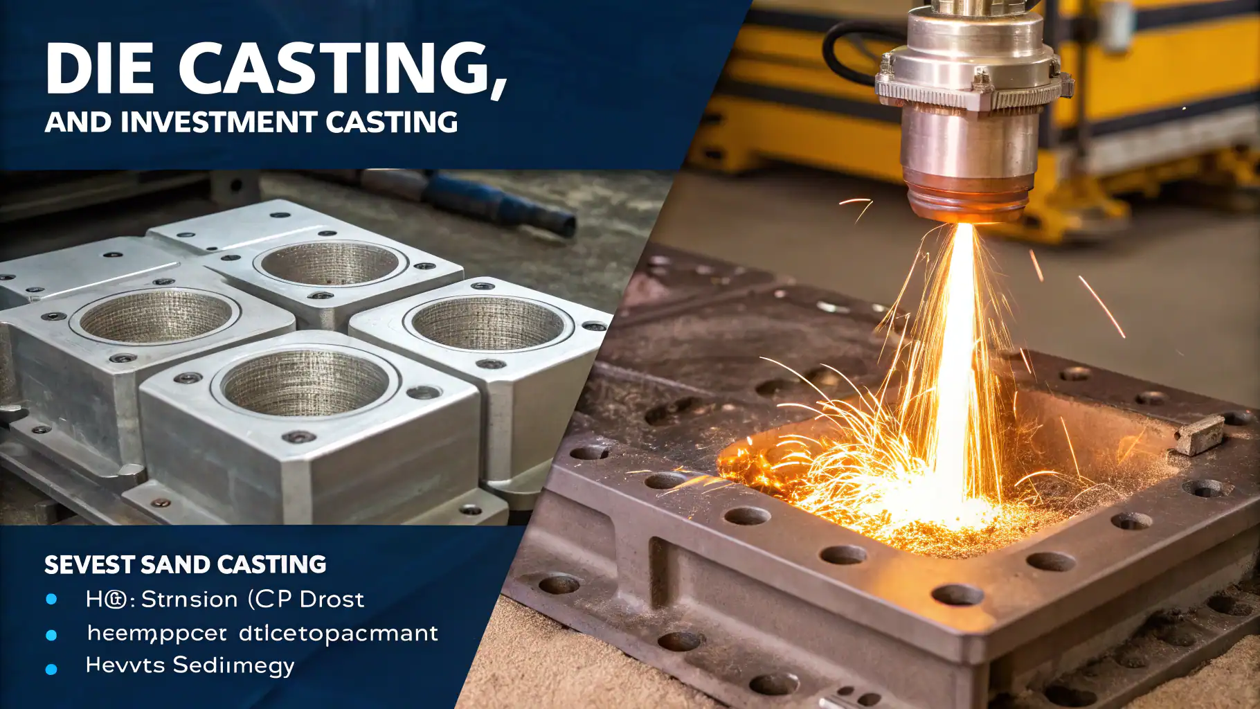 Comparison of die casting, sand casting, and investment casting methods for industrial applications