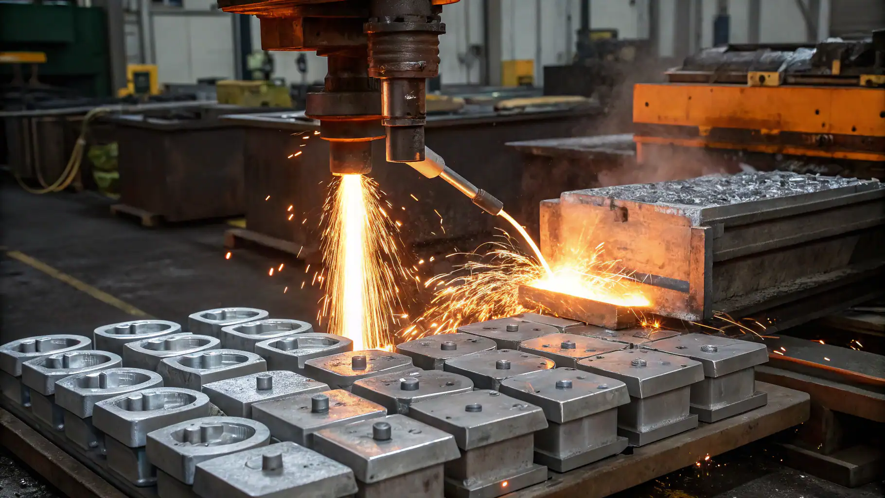Die casting process with molten metal for precision components in industrial settings