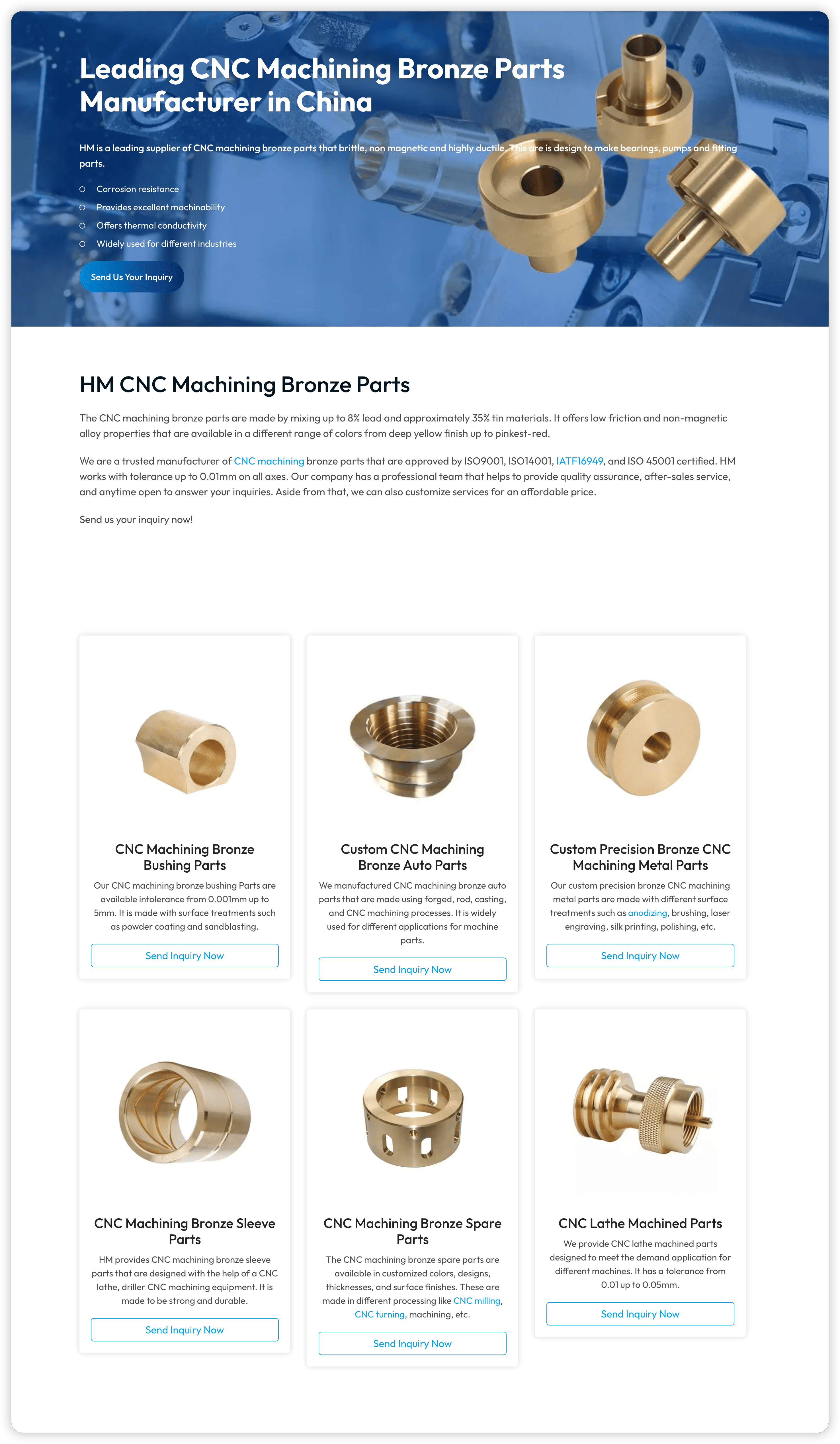 Leading CNC Machining Bronze Parts Manufacturer in China
