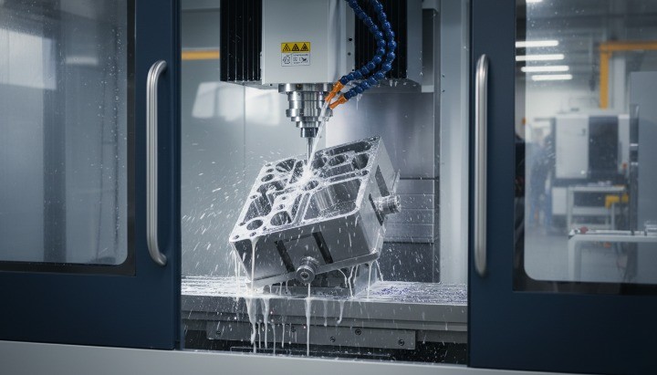Advanced 5-axis CNC machining of aerospace component