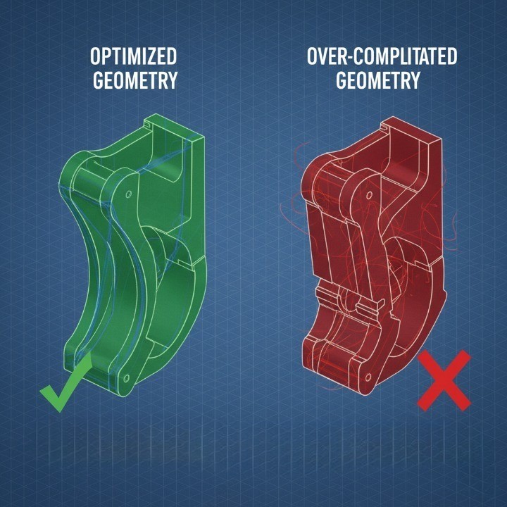 CNC design comparison demonstrating optimized geometry for better machining efficiency