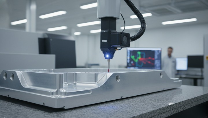 CMM inspection illustrating how tight CNC machining tolerances increase manufacturing cost