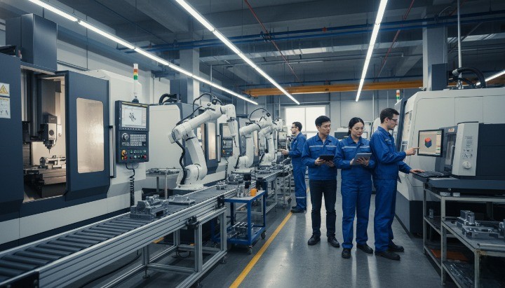 Future-ready CNC machining with automation and quality control teamwork