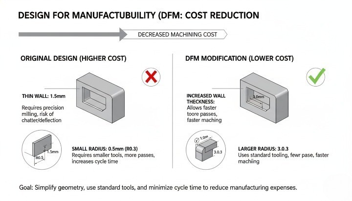 DFM optimization strategies for reducing CNC machining aluminum part cost
