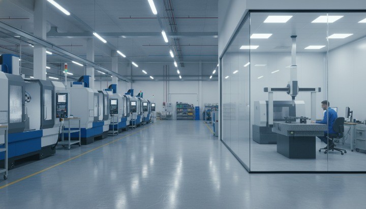 HM CNC machining facility specializing in tight-tolerance precision parts