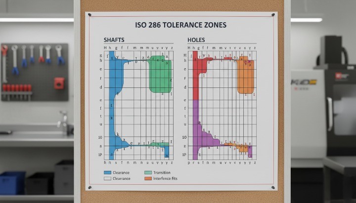 ISO 286 tolerance zones and CNC fit classes diagram