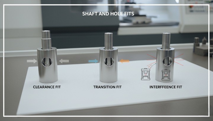 Clearance, transition, and interference fits used in CNC tolerance design