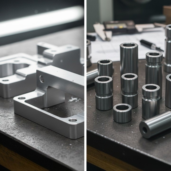 CNC milling vs turning examples showing different geometries