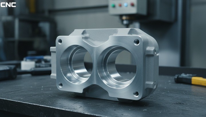 Die cast aluminum robotics component with CNC machined precision features