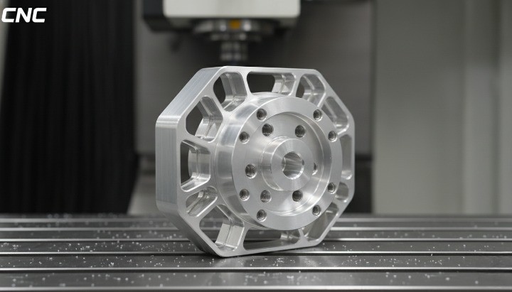 CNC machined end-of-arm tooling adapter for robotic end effector mounting