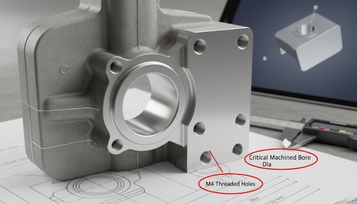 Die casting part with post-machined precision features