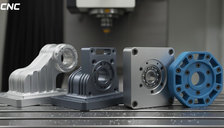 CNC machined robotics components made from aluminum, steel, stainless steel, and engineering plastics