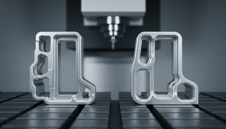 DFM optimized CNC machined robot bracket with simplified geometry and improved tool access