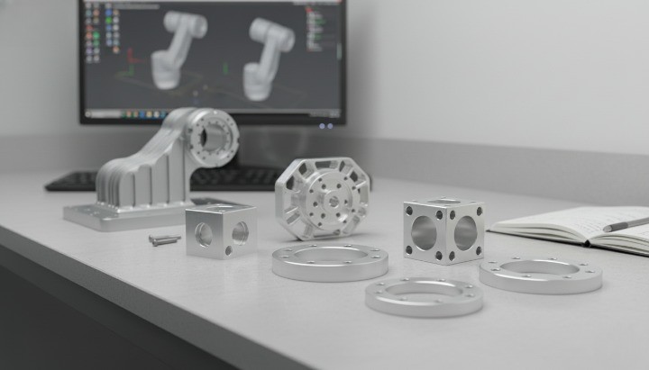 Prototype CNC machined robotics components used for design validation