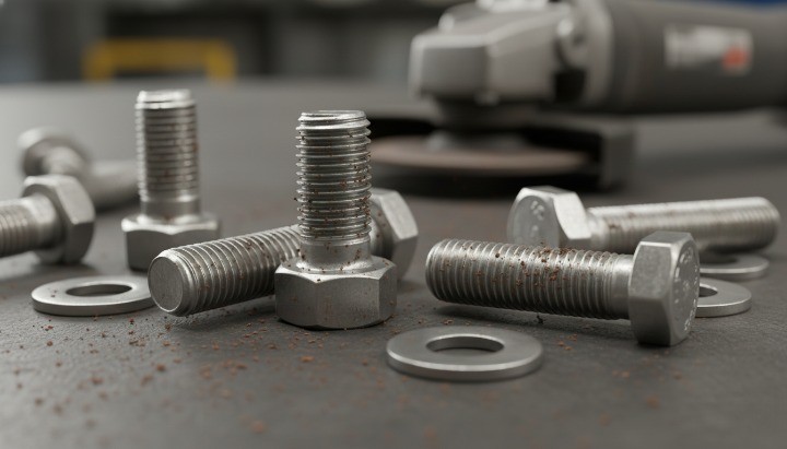 Carbon steel contamination causing rust spots on stainless steel parts