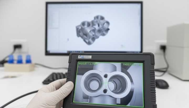 First-article inspection of cross-hole deburring using a borescope