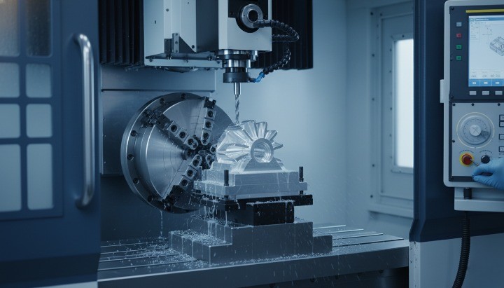 5-axis CNC machining of an energy housing in a single setup to reduce re-clamping and improve datum repeatability