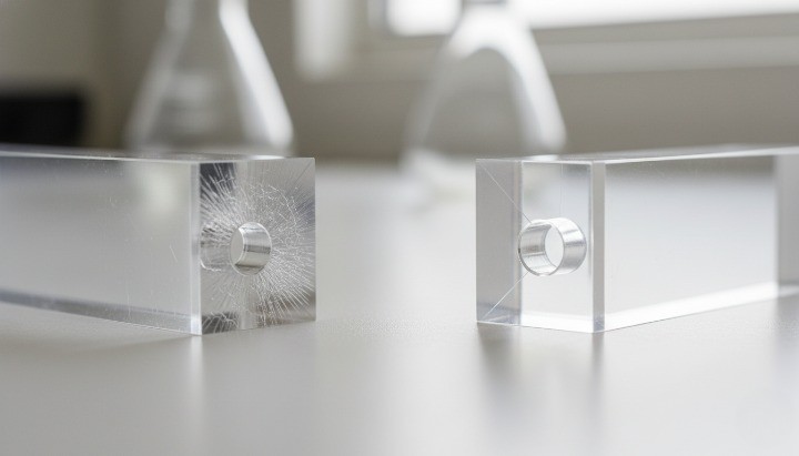 polycarbonate stress cracking crazing risk near holes during vapor polishing