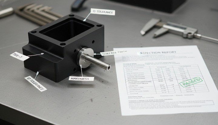 TPU machining quality control CTQ inspection report and go no go gauge for repeatable fit