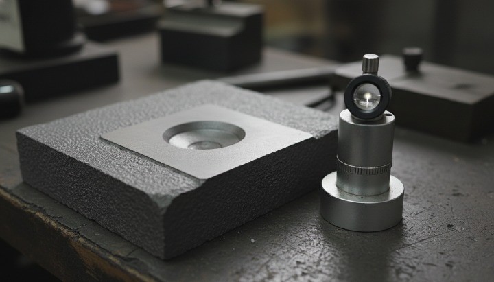 Brinell hardness test HB indentation on casting sample for incoming inspection