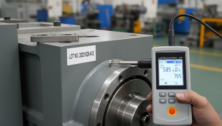 portable hardness tester screening hardness on large CNC machined component