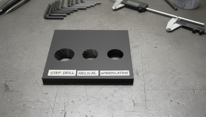 CNC machining TPU holes step drilling helical interpolation and reaming comparison