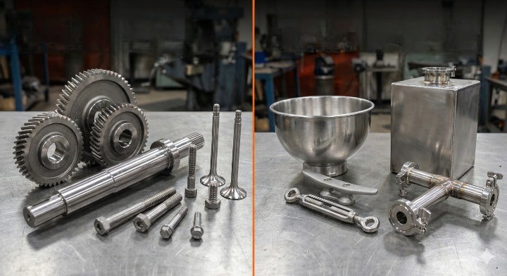 17-4PH and 316 stainless steel applications gears shafts marine fittings food equipment and welded assemblies