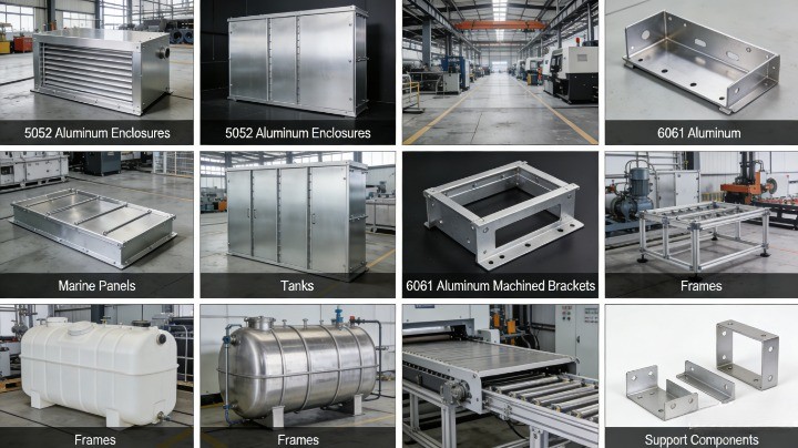 5052 and 6061 aluminum applications sheet metal enclosures tanks brackets and frames