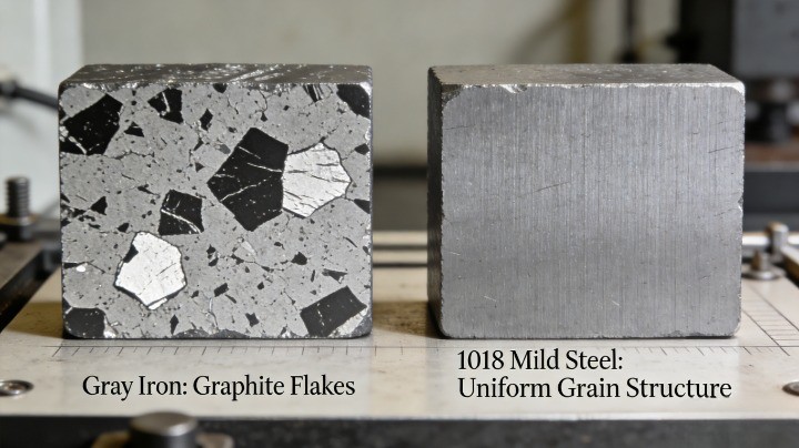 cast iron graphite flake microstructure vs steel grain structure