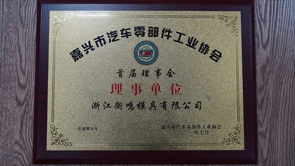Jiaxing Auto Parts Industry Association member certificate