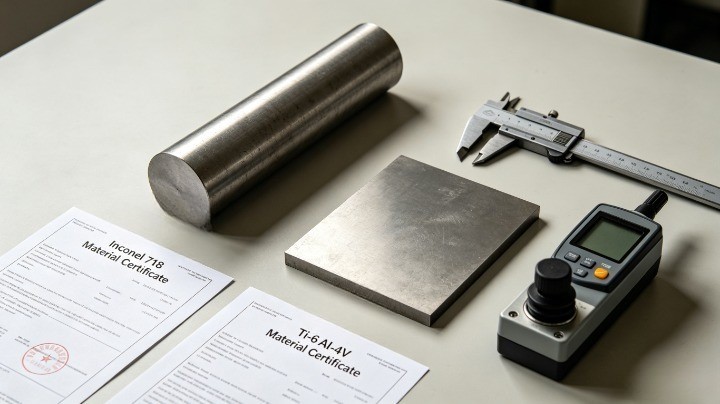 Inconel 718 and Ti-6Al-4V raw material comparison with inspection tools