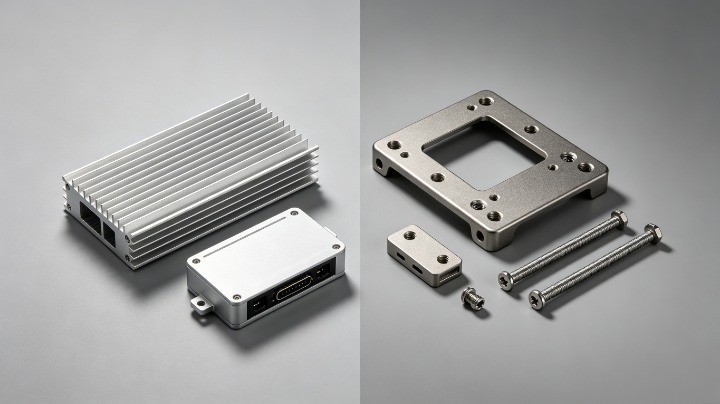 titanium medical aerospace parts and aluminum housings brackets cooling plates application collage